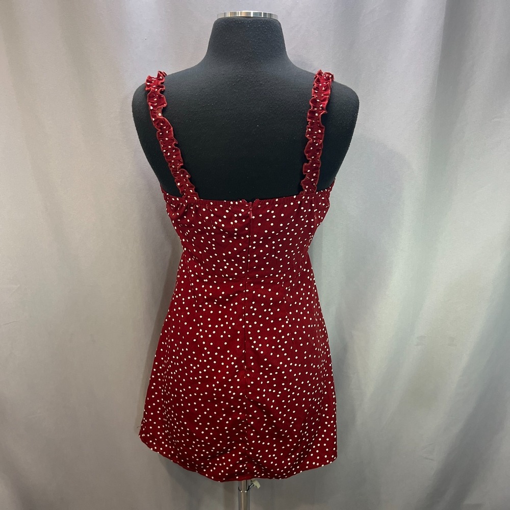 Princess Polly Mini Dress Women 2 Red White Polka Dot Tie Front Sleeveless Party - Picture 3 of 10